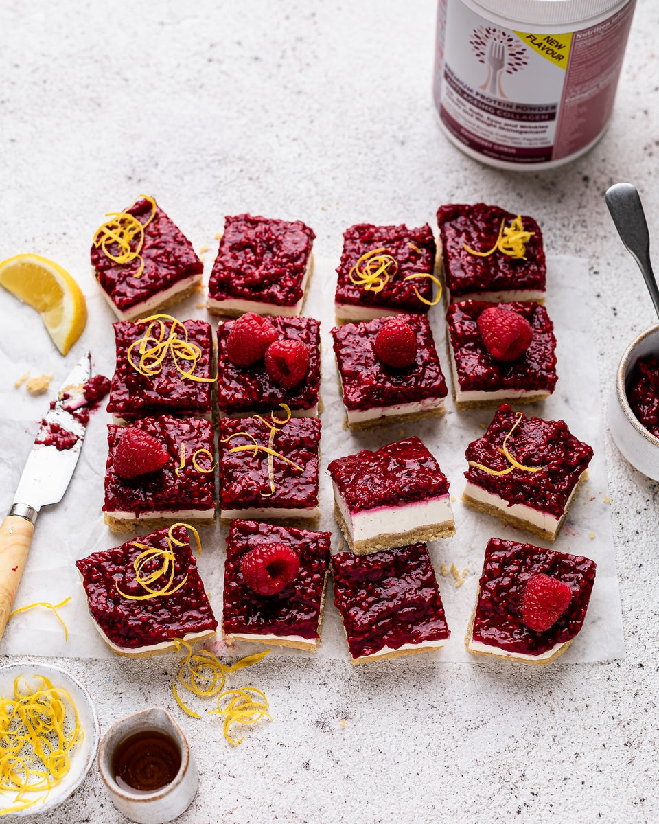 Raspberry Lemon Collagen Cheesecake Squares Recipe