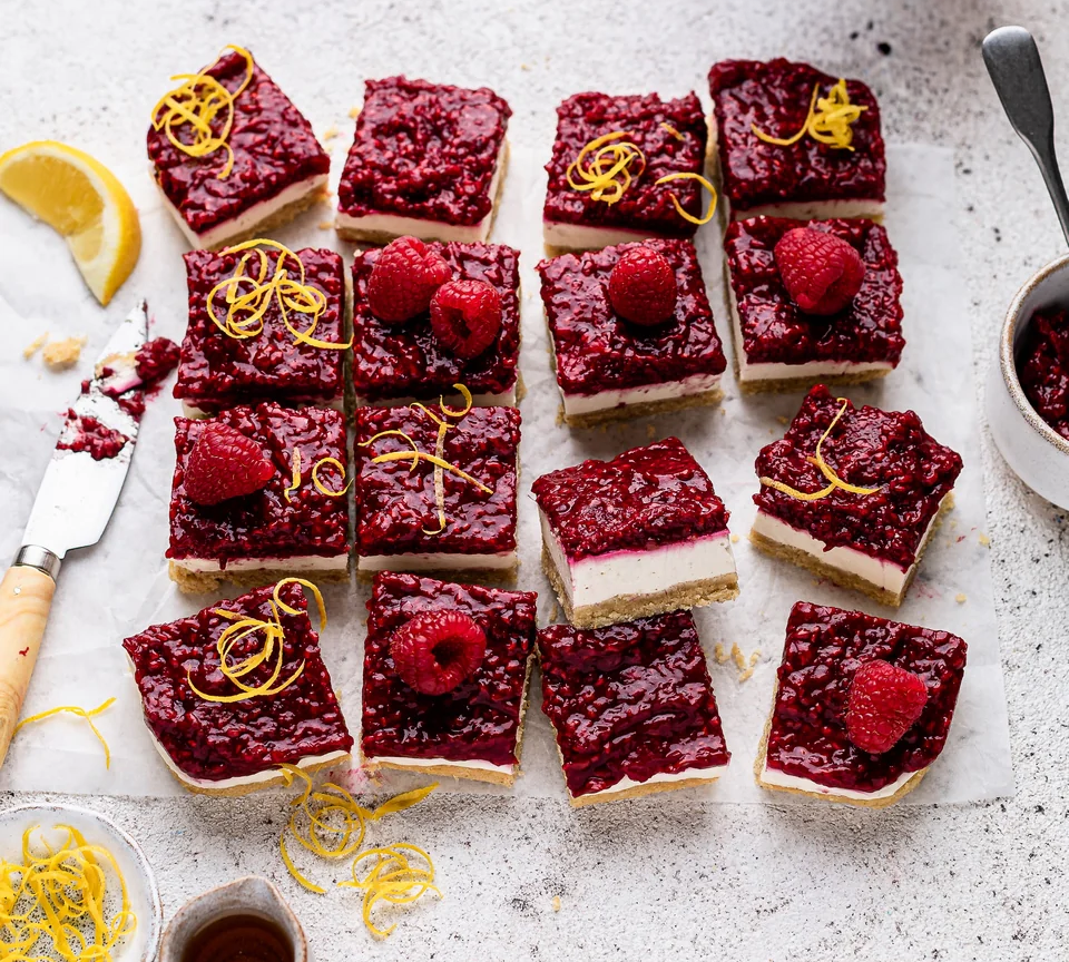 Raspberry Lemon Collagen Cheesecake Squares Recipe