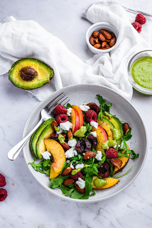 Stone Fruit Goats Cheese Salad with Mint Collagen Dressing