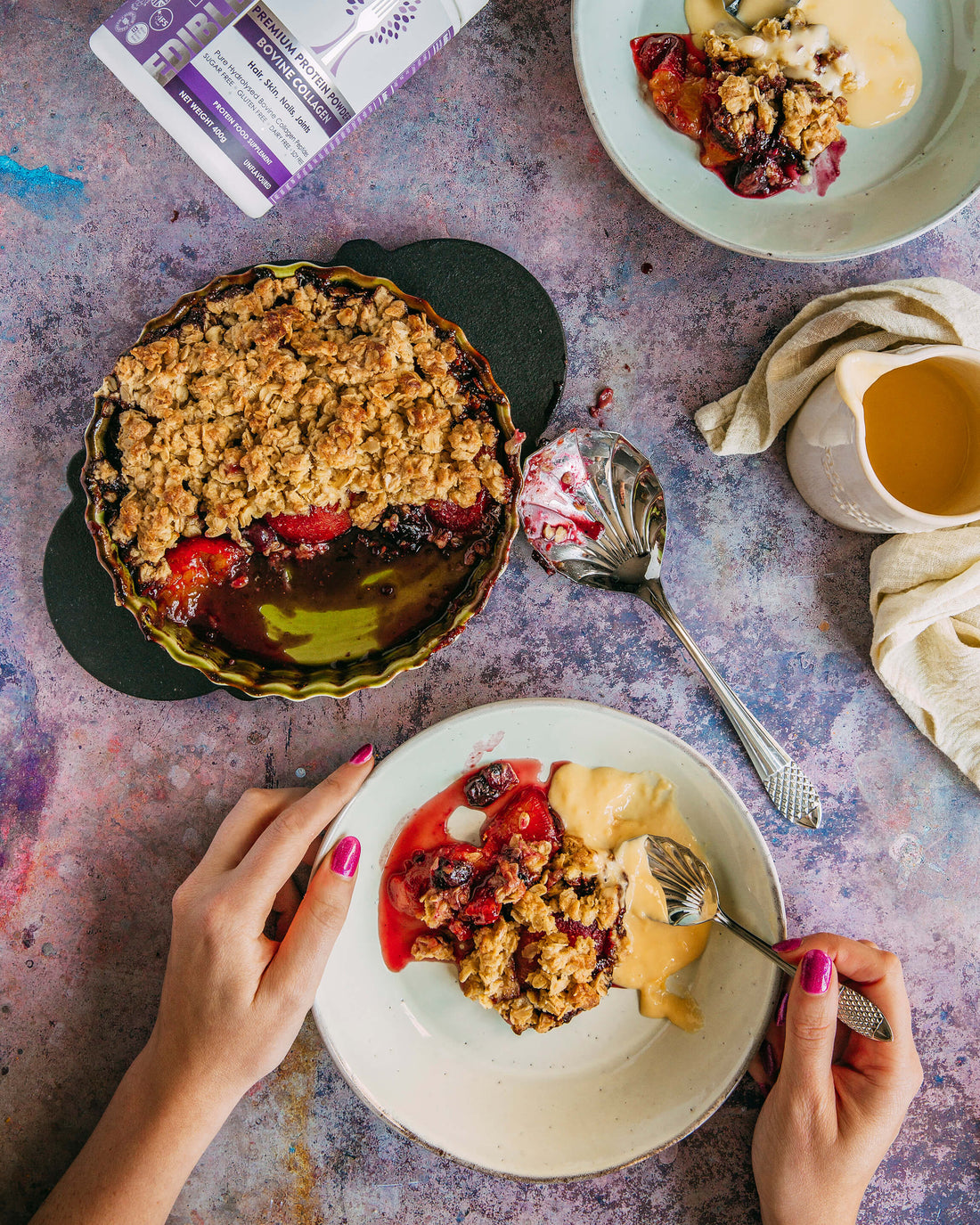 Plum and Blueberry Balsamic Collagen Crumble Recipe