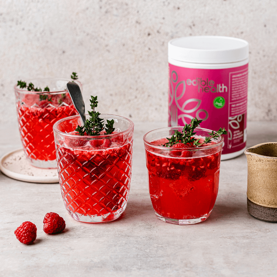 Raspberry Lemon Thyme Spritzer with anti ageing collagen