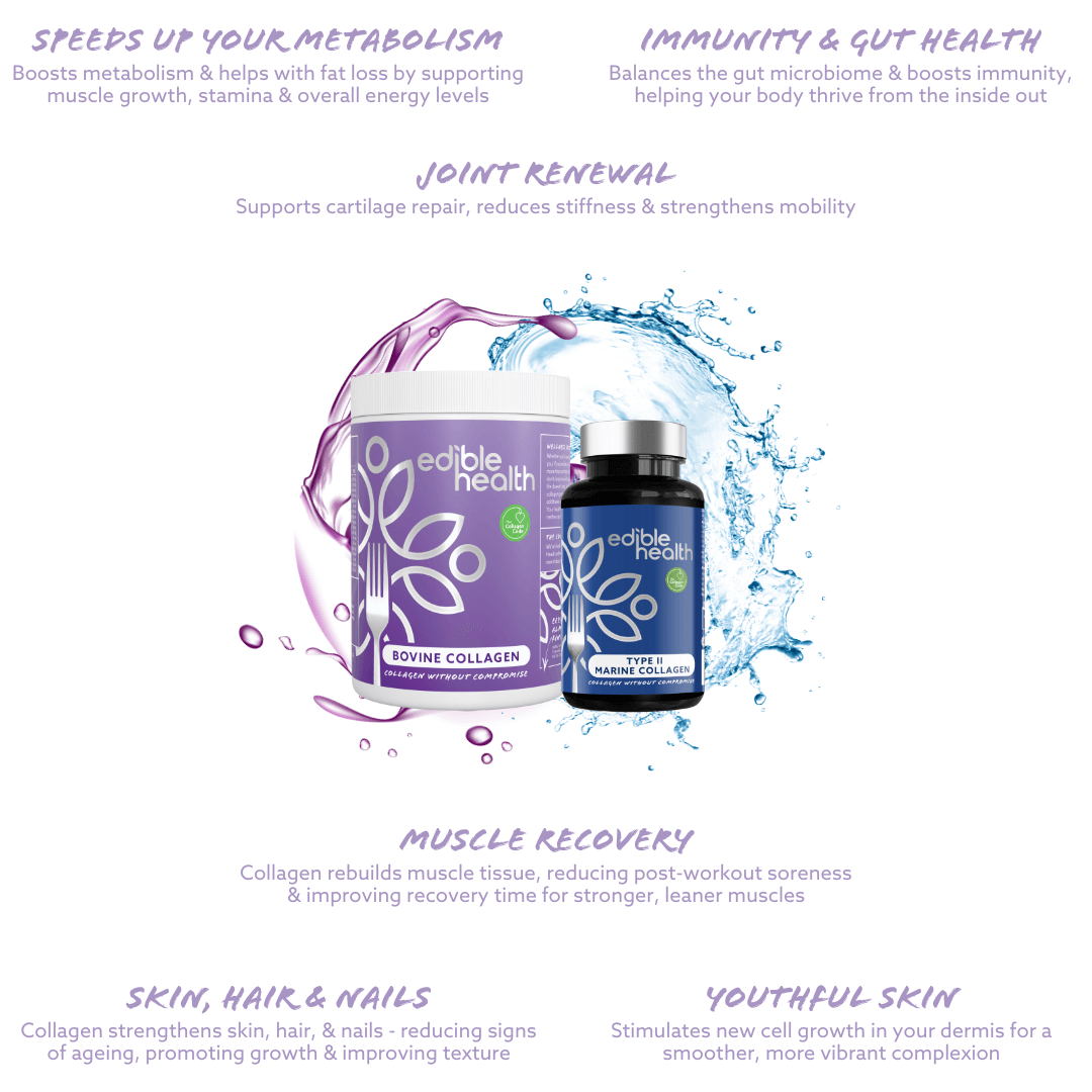 Bovine Collagen Powder 400g Type I & III + Marine Type II Collagen Capsules