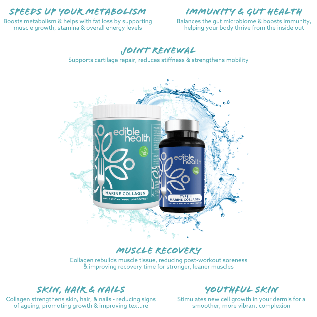 Marine Collagen Powder 400g Type I & III + Marine Type II Collagen Capsules