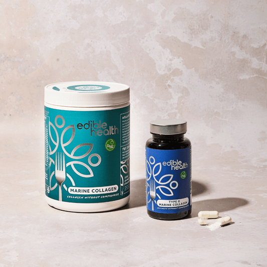 Marine Collagen Powder 400g Type I & III + Marine Type II Collagen Capsules