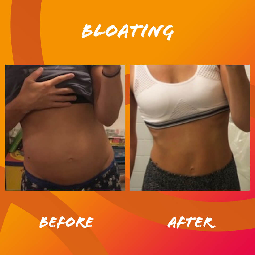 Before and after edible health Collagen supports Bloating